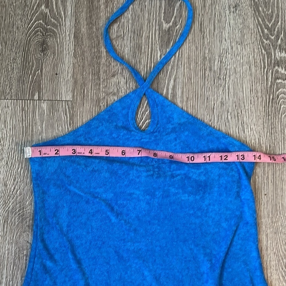 Hollister Blue Terry Halter Mini Dress size SMALL summer vacation beach - Picture 3 of 6